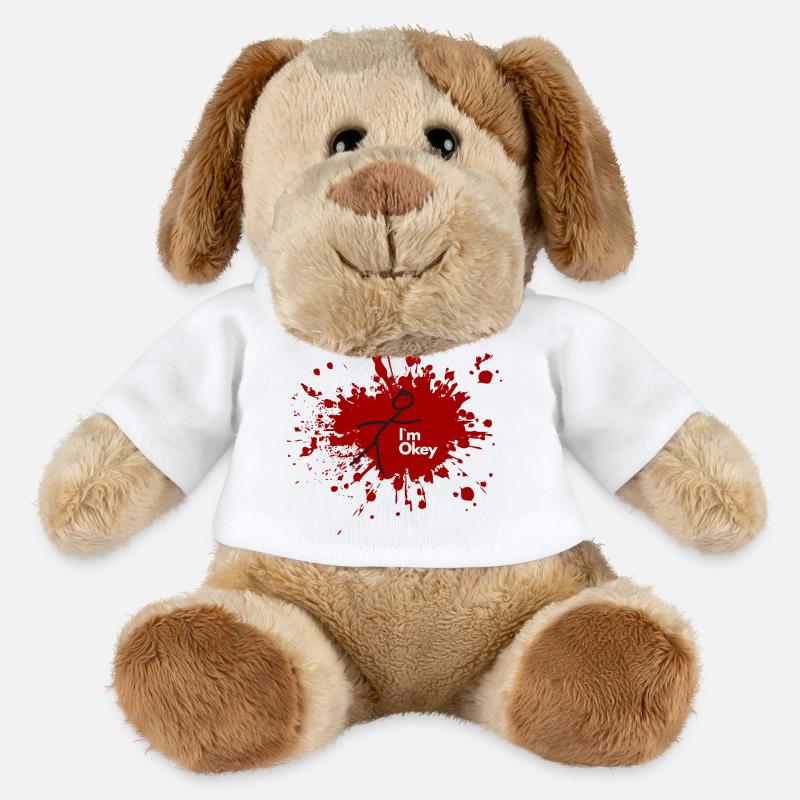 Humoriges Blutstropfen mit Spruch - MiniFeet® Hund Helge - Weiß