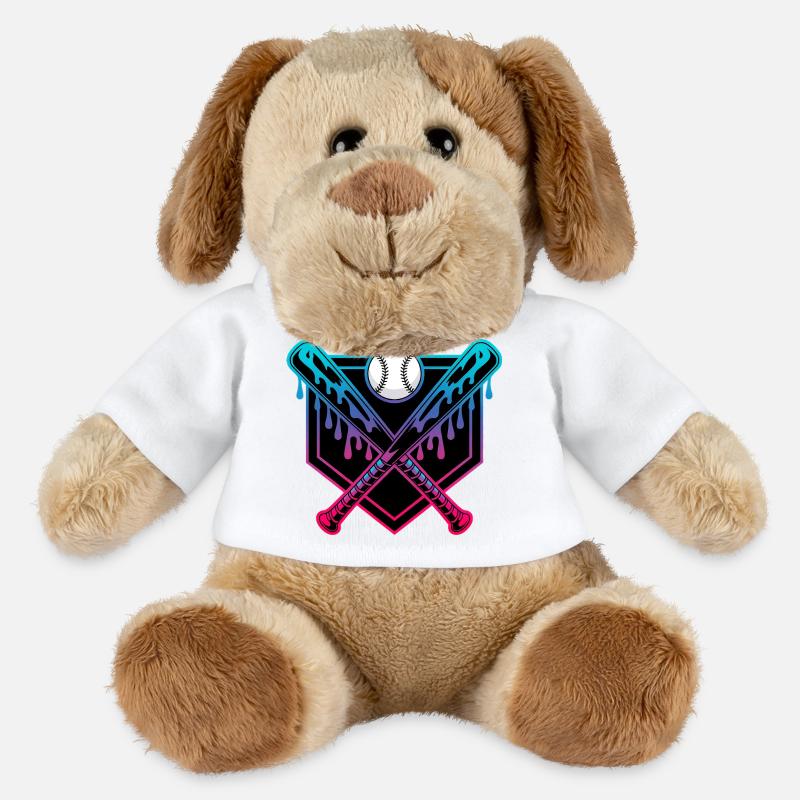 Neon Dripping Baseball Bats Crossed - MiniFeet® Dog Helge - white