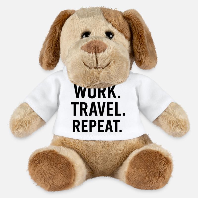 Work Travel Repeat – Abenteuer & Backpacker Shirt - MiniFeet® Hund Helge - Weiß
