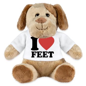 I Love Feet - Herz - Fuß - MiniFeet® Hund Helge - Weiß - Vorne
