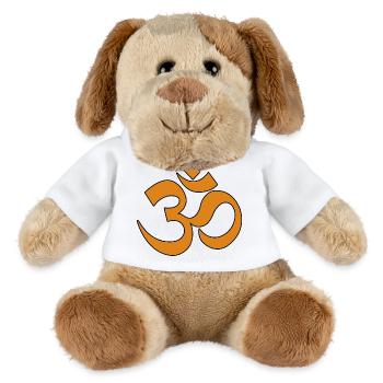 Symbole Om Orange sur Noir - Chien en peluche Helge MiniFeet® - blanc - Devant