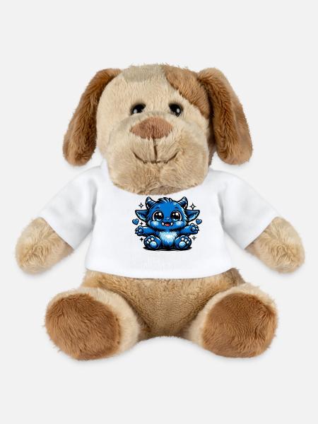 Blue Cuddly Dragon Comic Style - MiniFeet® Dog Helge - white