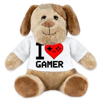 Herz mit Game-Controller Silhouette - MiniFeet® Hund Helge - Weiß - Vorne