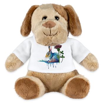 bunter Hase mit Klee - MiniFeet® Hund Helge - Weiß - Vorne