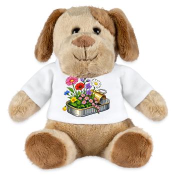 Colorful flowers in opened tin illustration - MiniFeet® Dog Helge - white - Front