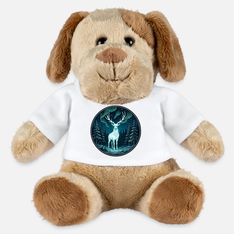 Aurora deer in the night forest - MiniFeet® Dog Helge - white