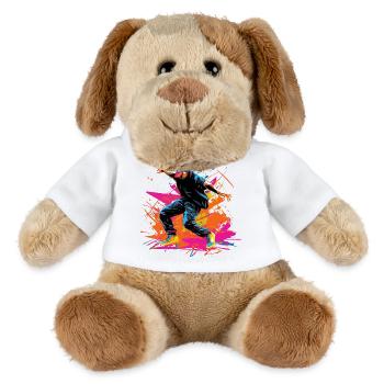 Retro B Boy Synthwave - MiniFeet® Dog Helge - white - Front