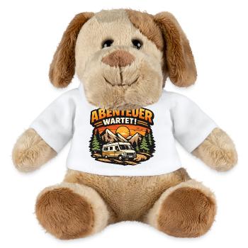 Abenteuer wartet Camper Vanlife Shirt - MiniFeet® Hund Helge - Weiß - Vorne