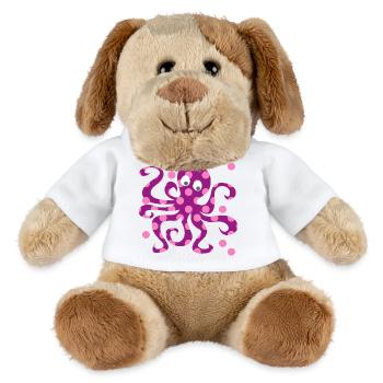 Oktopus Dots Punkte Tintenfisch pink Kinderzimmer - MiniFeet® Hund Helge - Weiß - Vorne