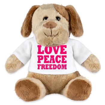 Love peace freedom - Chien en peluche Helge MiniFeet® - blanc - Devant