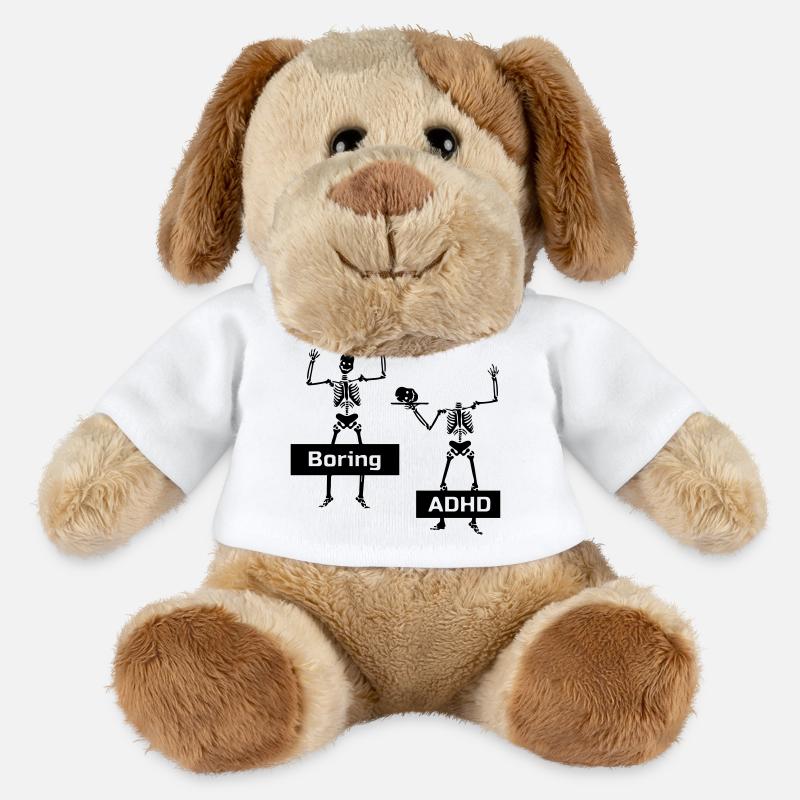 Boring vs ADHD ADHS Spruch Geschenk - MiniFeet® Hund Helge - Weiß