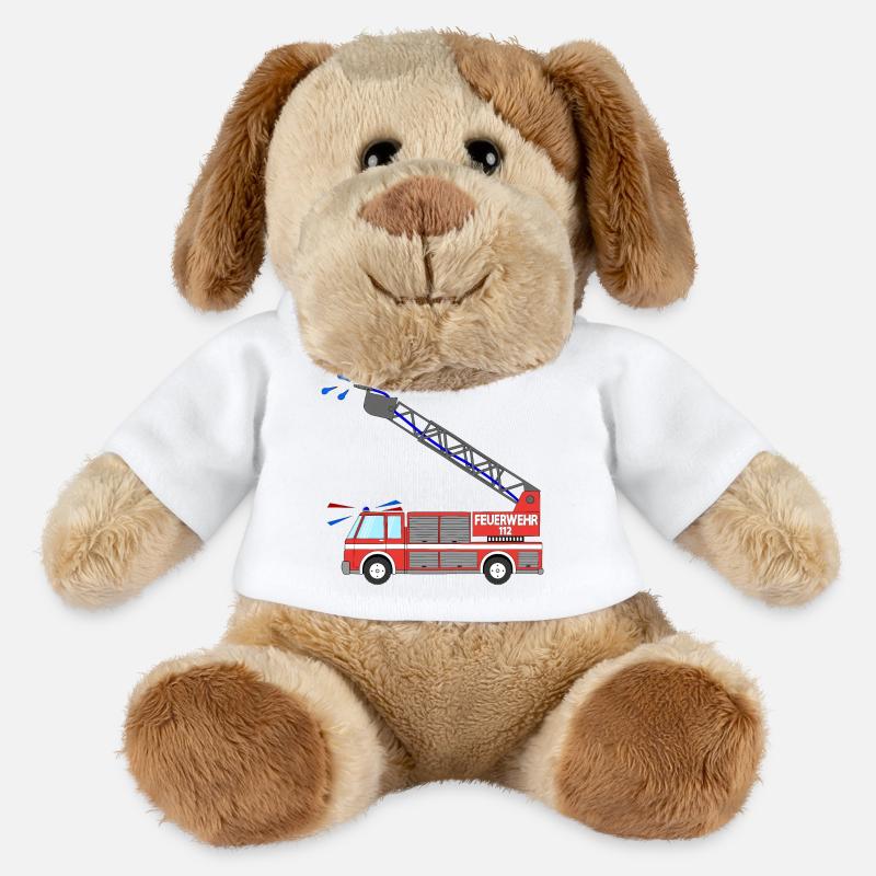 Feuerwehrauto mit Leiter - MiniFeet® Hund Helge - Weiß