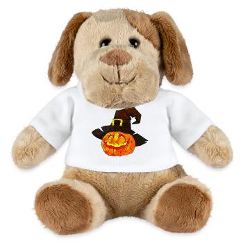 Polygonaler Halloween Kürbis dreieckige Poly Kunst - MiniFeet® Hund Helge - Weiß - Vorne