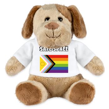 SAFE SPACE Inclusive Pride Progress Flag - MiniFeet® Dog Helge - white - Front