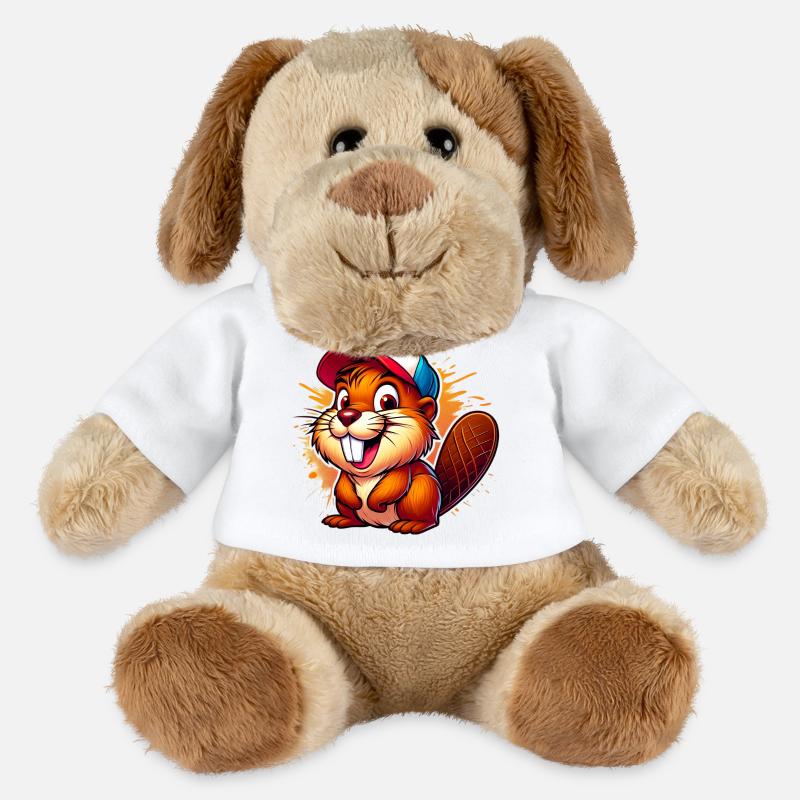Biber mit Baseballkappe - MiniFeet® Hund Helge - Weiß