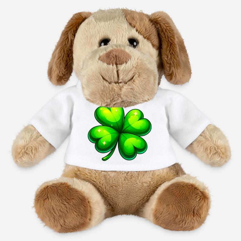 Trèfle à quatre feuilles - Chien en peluche Helge MiniFeet® - blanc