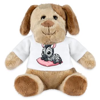 Süßes rosa Zebra cartoon chillt entspannt - MiniFeet® Hund Helge - Weiß - Vorne