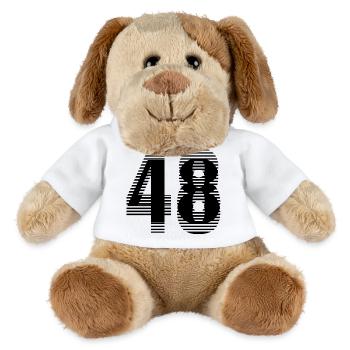Numéro de course 48 – Passion du sport automobile - Chien en peluche Helge MiniFeet® - blanc - Devant