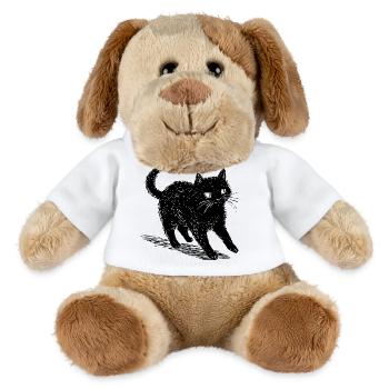 Quirky Black Cat Doodle – Cute & Spooky Vibes - MiniFeet® Dog Helge - white - Front