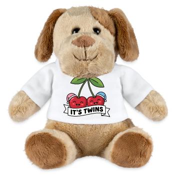 Cherries Twins Es sind Zwillinge Baby-Ankündigung - MiniFeet® Hund Helge - Weiß - Vorne