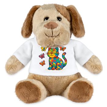 Chat patchwork et papillons - Chien en peluche Helge MiniFeet® - blanc - Devant