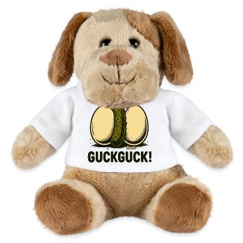 Deux œufs durs avec un concombre - Chien en peluche Helge MiniFeet® - blanc - Devant