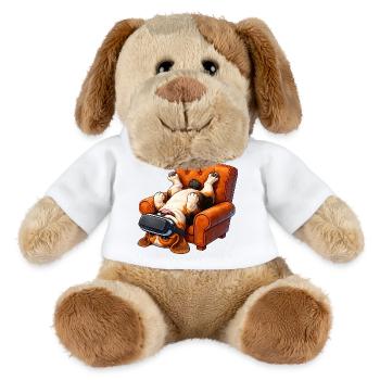 Hund mit VR Brille im Sessel - MiniFeet® Hund Helge - Weiß - Vorne