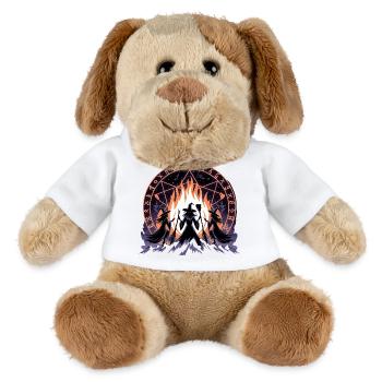 Three witches performing ritual by the fire in front of magic - MiniFeet® Dog Helge - white - Front