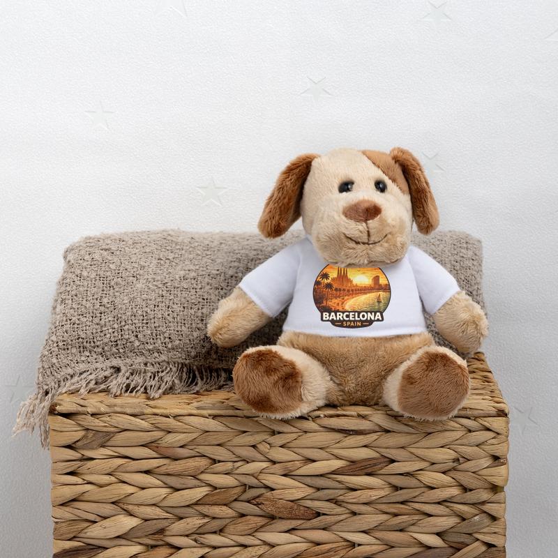 Silhouette du coucher de la neige de Barcelone, Espagne Chien en peluche Helge MiniFeet®