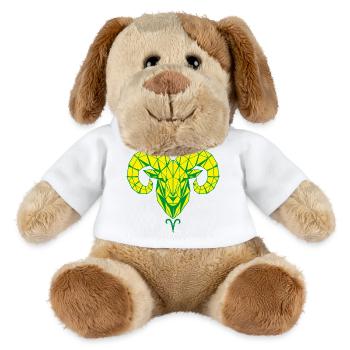 Geometrischer Widderkopf Gelbgrün - MiniFeet® Hund Helge - Weiß - Vorne