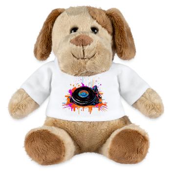 DJ Vinyl Vaporwave - Chien en peluche Helge MiniFeet® - blanc - Devant