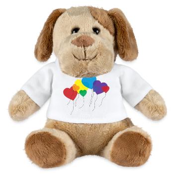 balloon hearts rainbow - Chien en peluche Helge MiniFeet® - blanc - Devant
