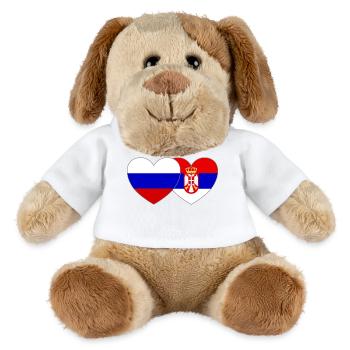 Russie Serbie Drapeau Cœur - Chien en peluche Helge MiniFeet® - blanc - Devant