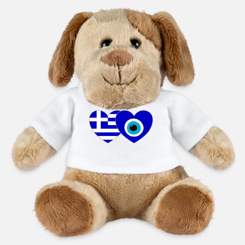 Grèce Bonheur Drapeau Cœur - Chien en peluche Helge MiniFeet® - blanc