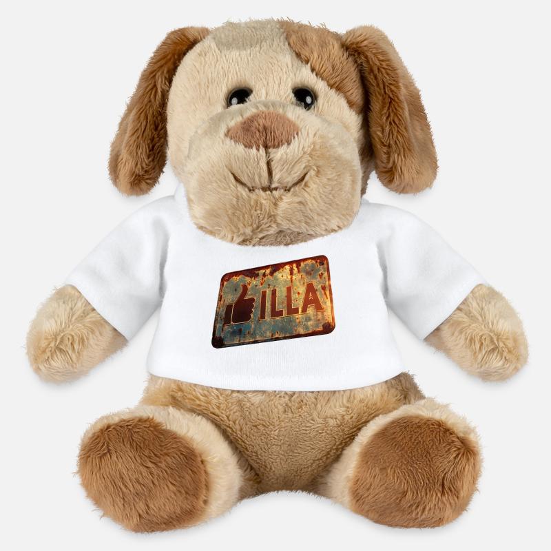 Vintage-Schild "GIlla" mit Retro-Touch - MiniFeet® Hund Helge - Weiß