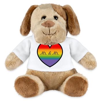 LGBT Mr and Mr Regenbogenherz schwule Hochzeit - MiniFeet® Hund Helge - Weiß - Vorne