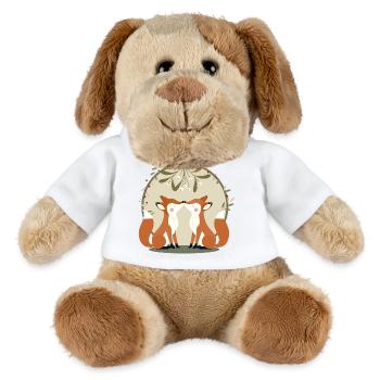 Verliebte Füchse küssen sich unter dem Mistelzweig - MiniFeet® Hund Helge - Weiß - Vorne