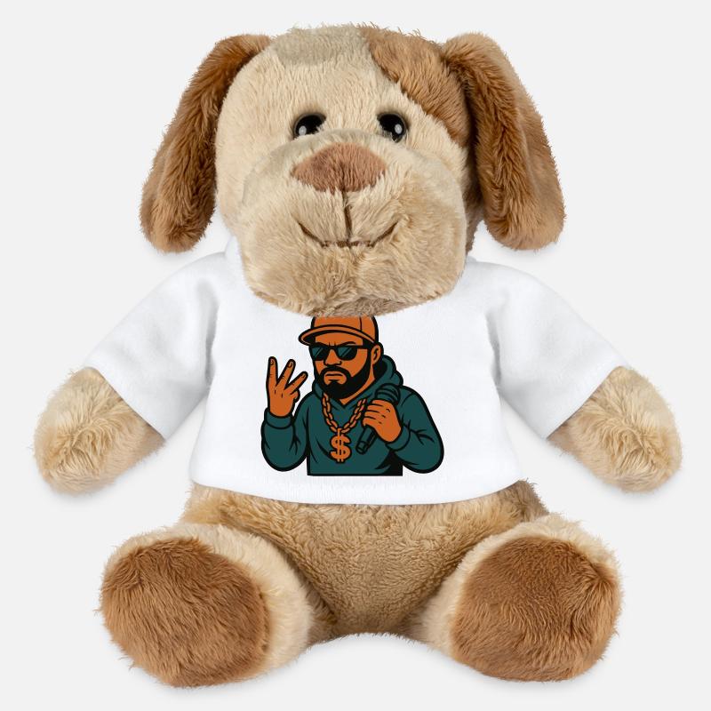 Rapper – Mic in der Hand, Style im Blut - MiniFeet® Hund Helge - Weiß