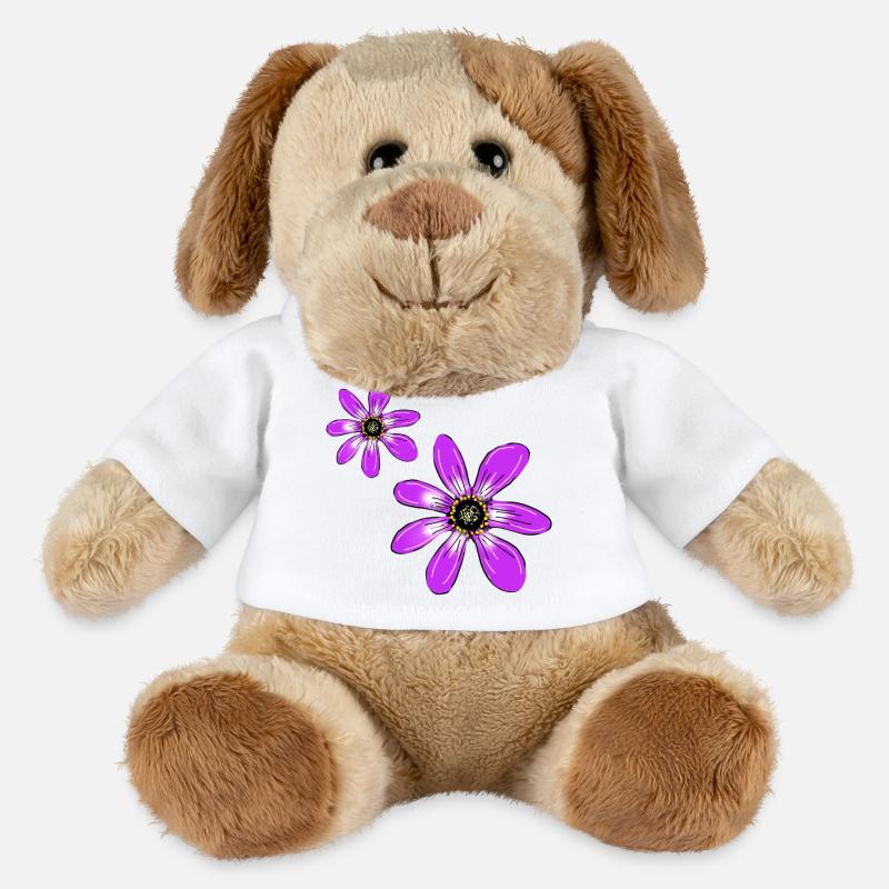 Blumen Pink - MiniFeet® Hund Helge - Weiß
