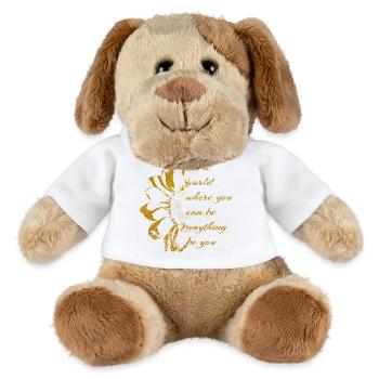 Goldene Botschaft-SEI DU mit Sonnenblume - MiniFeet® Hund Helge - Weiß - Vorne