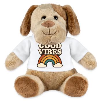 Retro Regenbogen Positive Energie - MiniFeet® Hund Helge - Weiß - Vorne