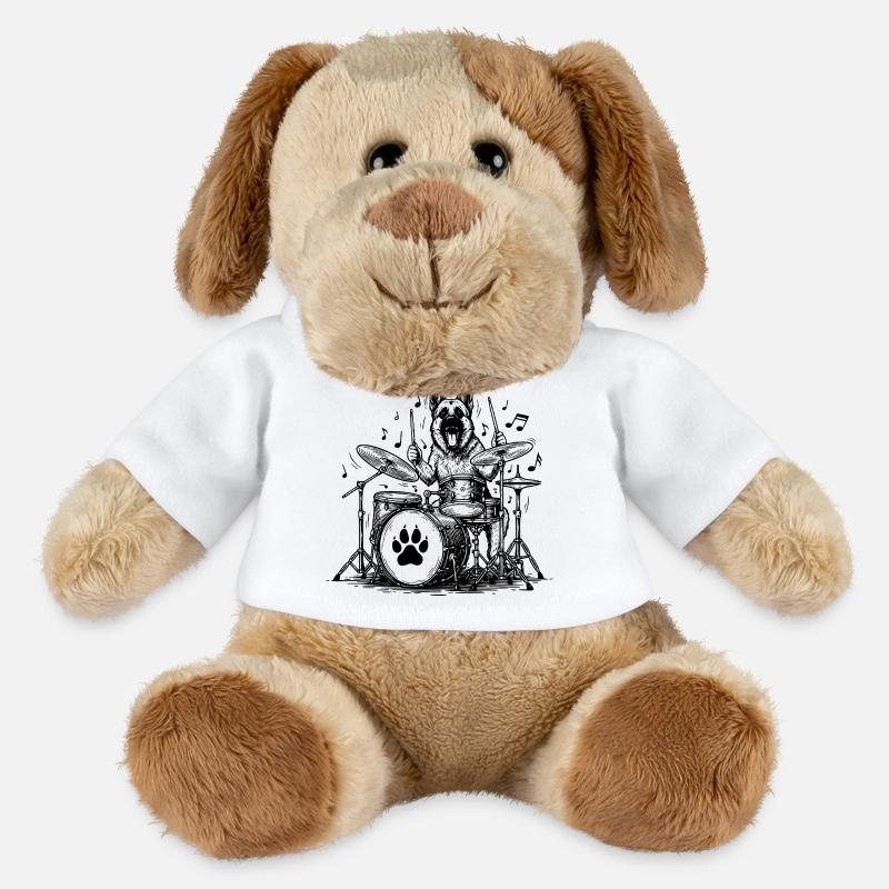 German Shepherd Drummer Art - MiniFeet® Dog Helge - white