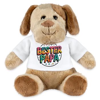 Bester Papa bunte Retro-Schrift - MiniFeet® Hund Helge - Weiß - Vorne
