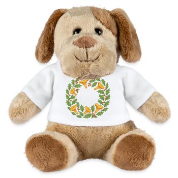 Kranz aus Stechpalmen und Pfifferlingen - MiniFeet® Hund Helge - Weiß - Vorne