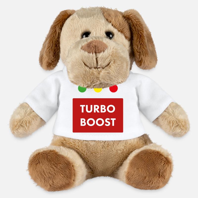 Texte rétro du turbo boost - Chien en peluche Helge MiniFeet® - blanc