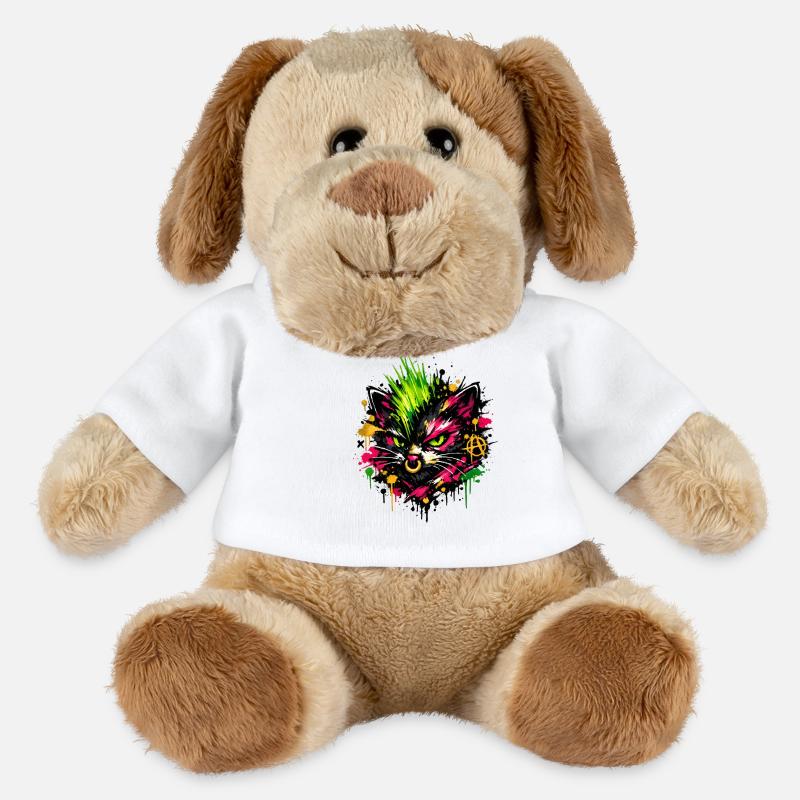 Neon Cat Graffiti Splatter - MiniFeet® Hund Helge - Weiß