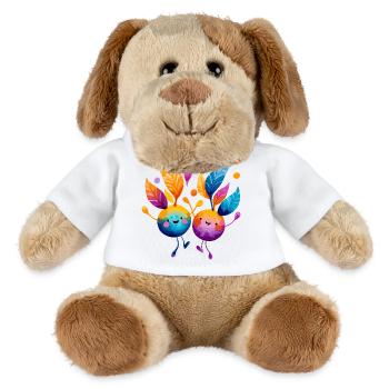 Bunte Fruchtfreunde mit Blätterreben - MiniFeet® Hund Helge - Weiß - Vorne
