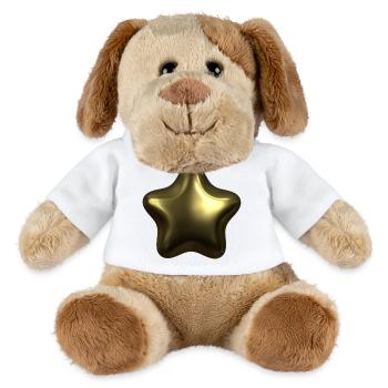 Ballon étoile métallique dorée - Chien en peluche Helge MiniFeet® - blanc - Devant