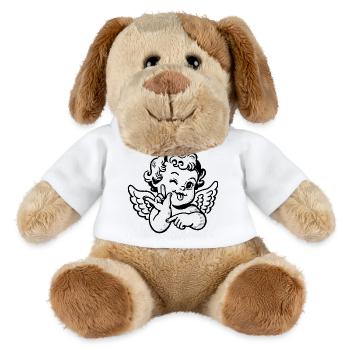 Chérubin Je t’aime – Ange avec le signe de main ILY - Chien en peluche Helge MiniFeet® - blanc - Devant