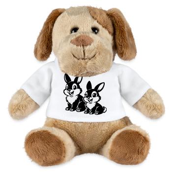 Skizzierte Kaninchenduette - MiniFeet® Hund Helge - Weiß - Vorne